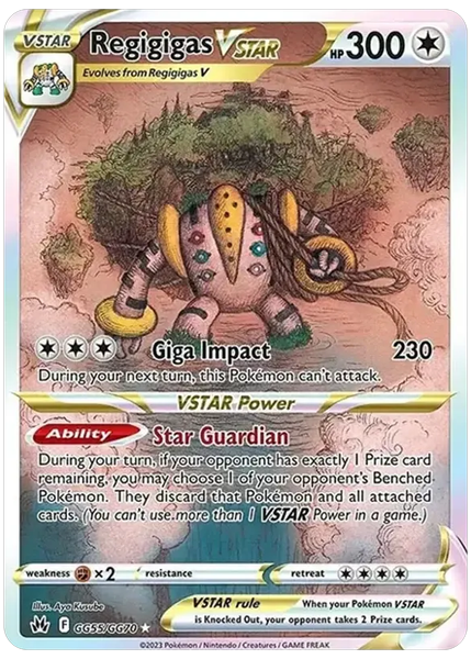 2023 Pokemon Sword and Shield Crown Zenith Full Art/Regigigas Vstar Base GG55/GG70