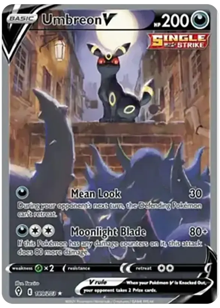 2021 Pokemon Sword & Shield Evolving Skies Full Art/Umbreon V Base 189/203