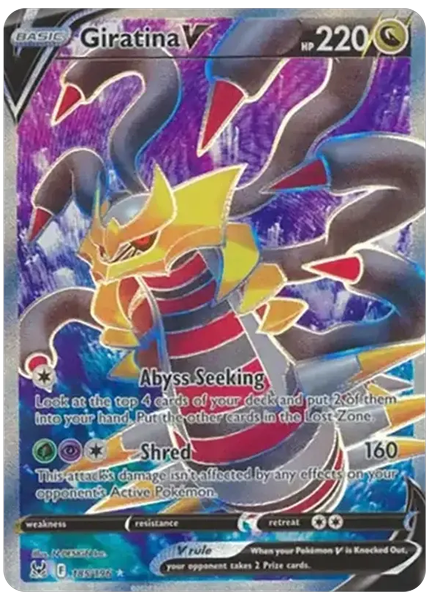 2022 Pokemon Sword & Shield Lost Origin Full Art/Giratina V Base 185/196