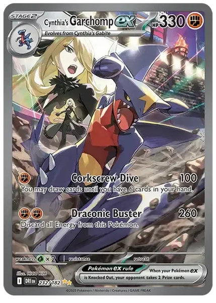 2025 Pokemon Dri EN-Destined Rivals Cynthia's Garchomp EX Special Illustration Rare 232/182