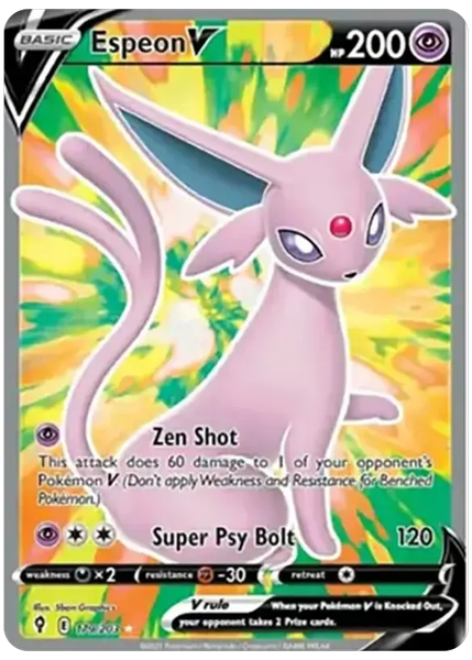 2021 Pokemon Sword & Shield Evolving Skies Full Art/Espeon V Base 179/203