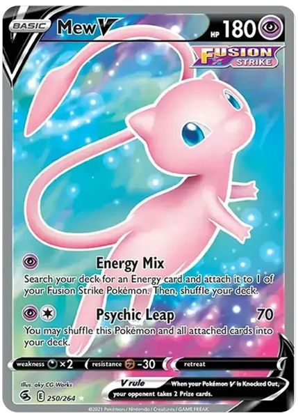 2021 Pokemon Sword & Shield Fusion Strike Full Art/Mew V Base 250/264