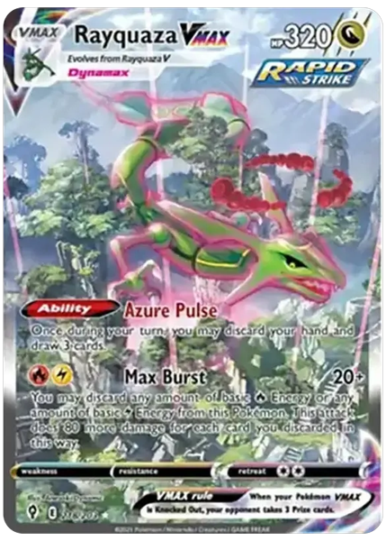 2021 Pokemon Sword & Shield Evolving Skies Full Art/Rayquaza Vmax Secret 218/203