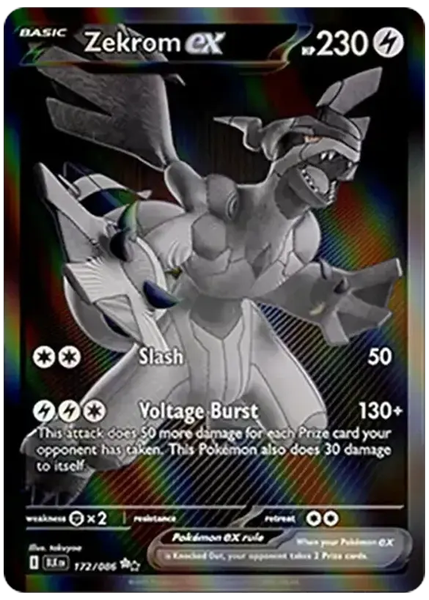 2025 Pokemon Blk EN-Black Bolt Zekrom EX Black White Rare 172/086