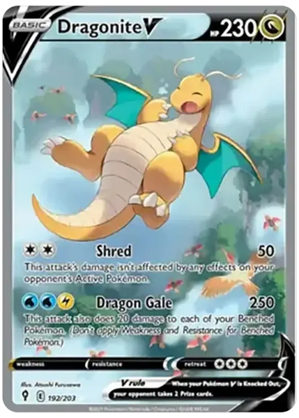 2021 Pokemon Sword & Shield Evolving Skies Full Art/Dragonite V Base 192/203