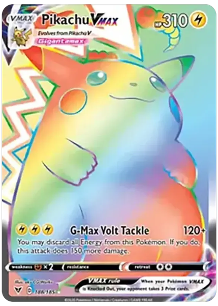 2020 Pokemon Sword & Shield Vivid Voltage Full Art/Pikachu Vmax Secret 188/185
