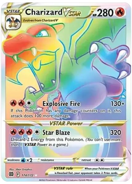 2022 Pokemon Sword & Shield Brilliant Stars Full Art/Charizard Vstar Secret 174/172