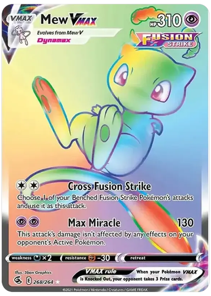 2021 Pokemon Sword & Shield Fusion Strike Full Art/Mew Vmax Secret 268/264