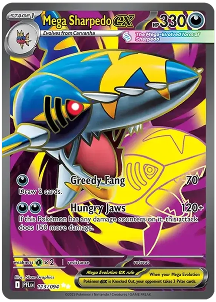 2025 Pokemon Pfl EN-Phantasmal Flames Mega Sharpedo EX Ultra Rare 113/094