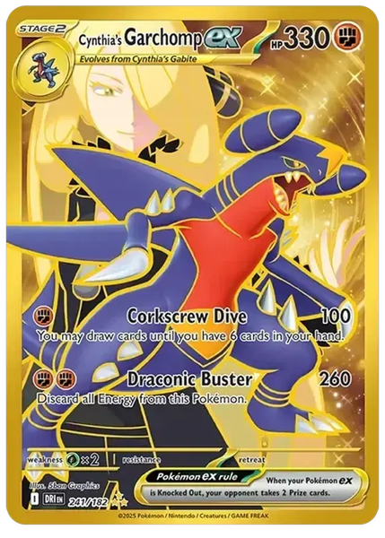 2025 Pokemon Dri EN-Destined Rivals Cynthia's Garchomp EX Hyper Rare 241/182