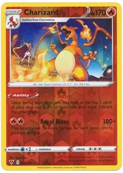 2020 Pokemon Sword & Shield Vivid Voltage Charizard-Reverse Foil Base 025/185