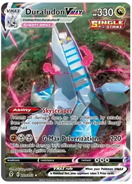 2021 Pokemon Sword & Shield Evolving Skies Full Art/Duraludon Vmax Secret 220/203