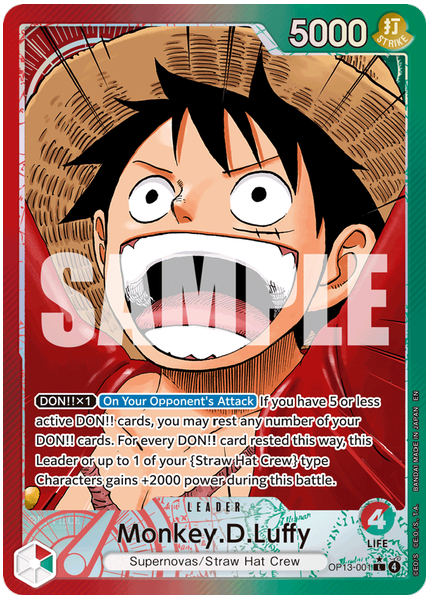 2025 One Piece OP13-Carrying on His Will Monkey D. Luffy Alternate Art OP13-001