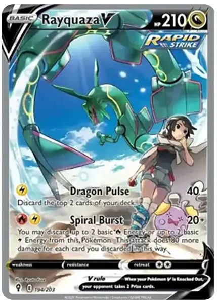 2021 Pokemon Sword & Shield Evolving Skies Full Art/Rayquaza V Base 194/203