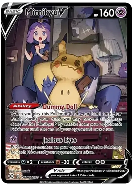 2022 Pokemon Sword & Shield Brilliant Stars Full Art/Mimikyu V Base TG16/TG30