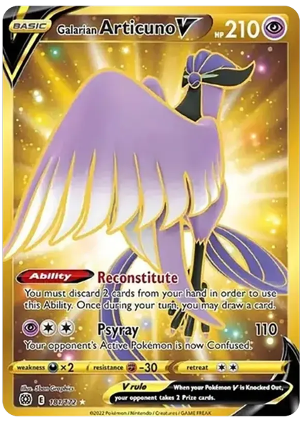 2022 Pokemon Sword & Shield Brilliant Stars Full Art/Galarian Articuno V Secret 181/172