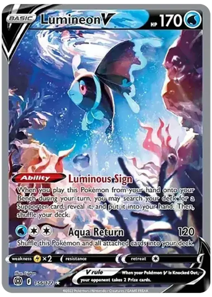 2022 Pokemon Sword & Shield Brilliant Stars Full Art/Lumineon V Base 156/172