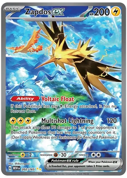 2023 Pokemon Mew EN-151 Zapdos EX Special Illustration Rare 202/165