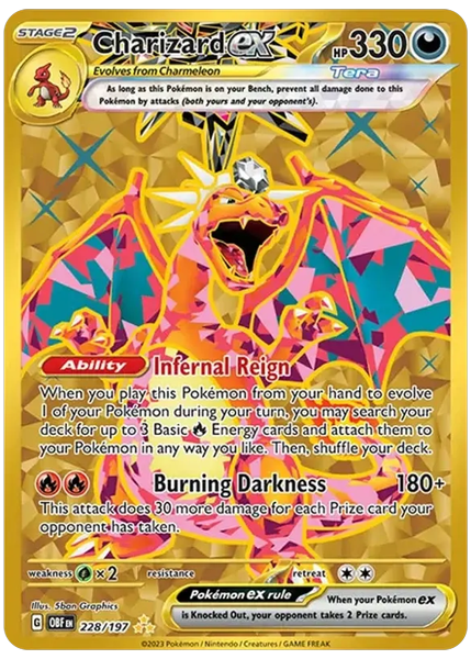 2023 Pokemon Obf EN-Obsidian Flames Charizard EX Hyper Rare 228/197