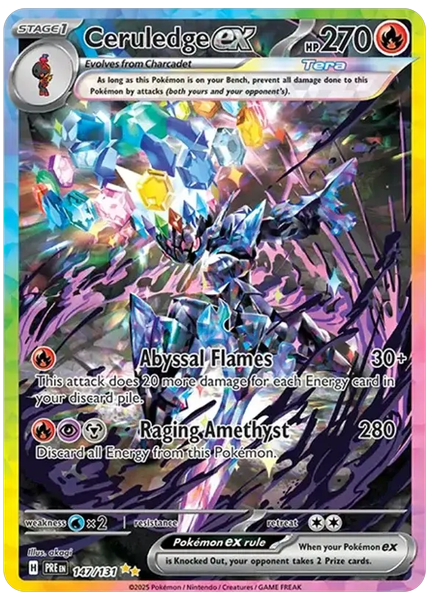 2025 Pokemon Pre EN-Prismatic Evolutions Ceruledge EX Special Illustration Rare 147/131