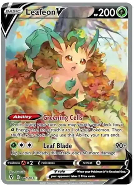 2021 Pokemon Sword & Shield Evolving Skies Full Art/Leafeon V Base 167/203