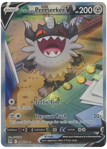 2022 Pokemon Sword & Shield Lost Origin Full Art/Galarian Perrserker V Base 184/196