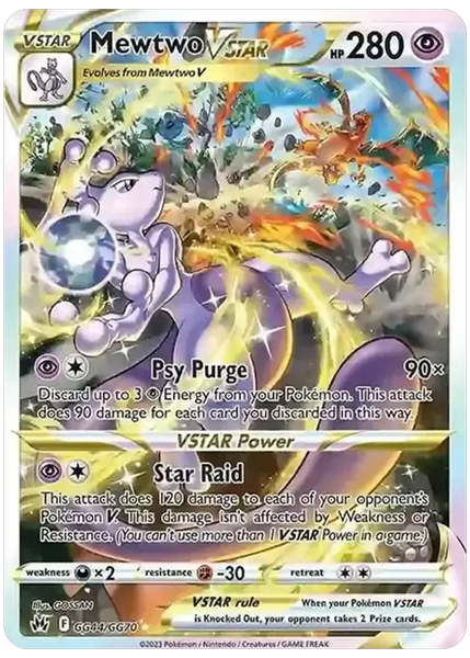 2023 Pokemon Sword and Shield Crown Zenith Full Art/Mewtwo Vstar Base GG44/GG70