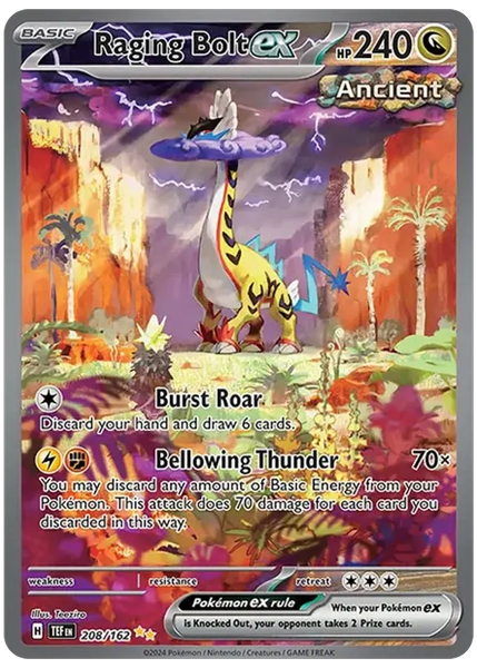 2024 Pokemon Tef EN-Temporal Forces Raging Bolt EX Special Illustration Rare 208/162