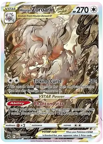 2023 Pokemon Sword and Shield Crown Zenith Full Art/Hisuian Zoroark Vstar Base GG56/GG70