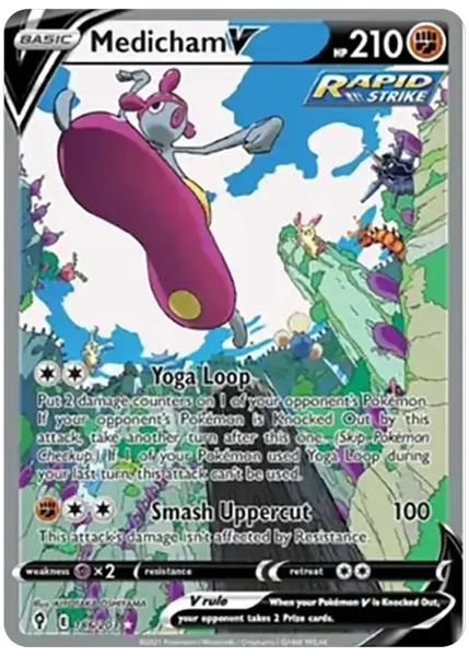 2021 Pokemon Sword & Shield Evolving Skies Full Art/Medicham V Base 186/203
