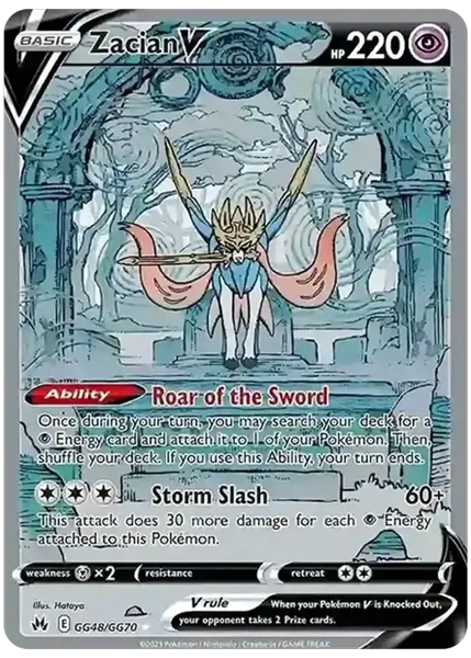 2023 Pokemon Sword and Shield Crown Zenith Full Art/Zacian V Base GG48/GG70