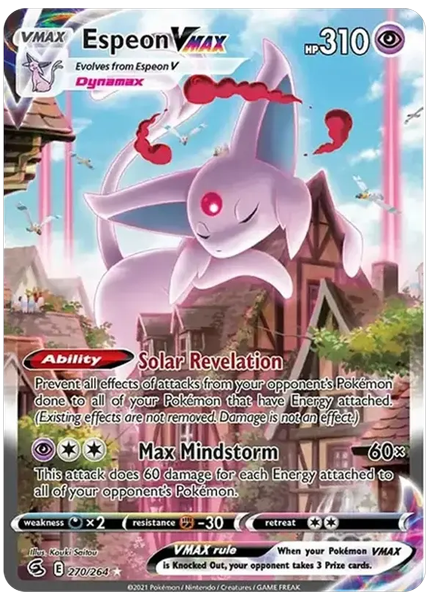 2021 Pokemon Sword & Shield Fusion Strike Full Art/Espeon Vmax Secret 270/264