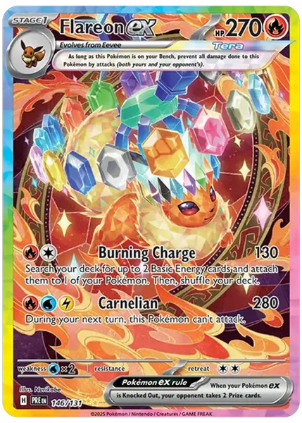 2025 Pokemon Pre EN-Prismatic Evolutions Flareon EX Special Illustration Rare 146/131