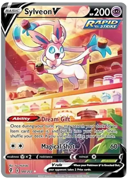 2021 Pokemon Sword & Shield Evolving Skies Full Art/Sylveon V Base 184/203