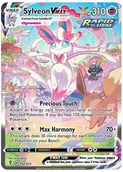 2021 Pokemon Sword & Shield Evolving Skies Full Art/Sylveon Vmax Secret 212/203