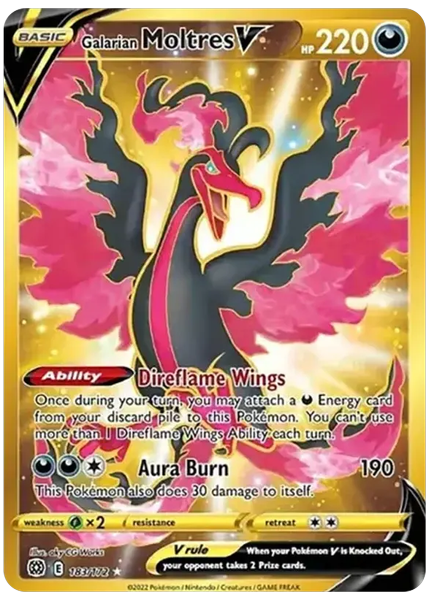 2022 Pokemon Sword & Shield Brilliant Stars Full Art/Galarian Moltres V Secret 183/172