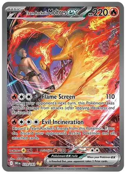 2025 Pokemon Dri EN-Destined Rivals Team Rocket's Moltres EX Special Illustration Rare 229/182