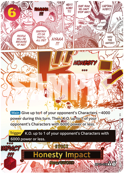 2025 One Piece OP11-A Fist of Divine Speed Honesty Impact Alternate Art OP11-018