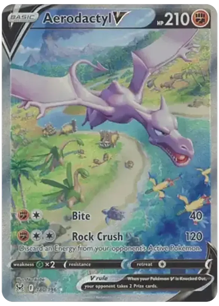 2022 Pokemon Sword & Shield Lost Origin Full Art/Aerodactyl V Base 180/196