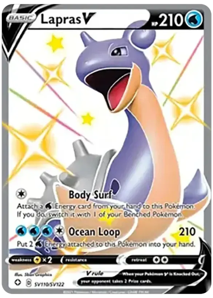 2021 Pokemon Sword & Shield Shining Fates Full Art/Lapras V Base SV110/SV122