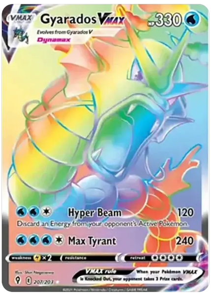 2021 Pokemon Sword & Shield Evolving Skies Full Art/Gyarados Vmax Secret 207/203