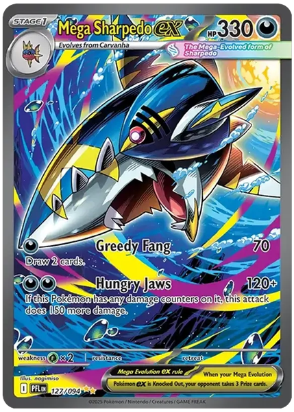 2025 Pokemon Pfl EN-Phantasmal Flames Mega Sharpedo EX Special Illustration Rare 127/094