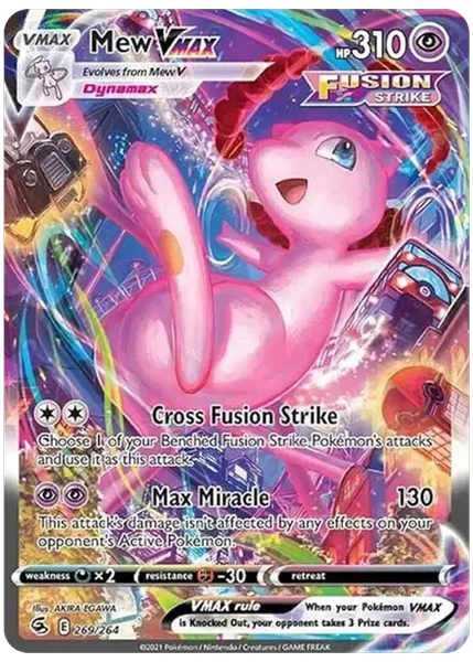 2021 Pokemon Sword & Shield Fusion Strike Full Art/Mew Vmax Secret 269/264