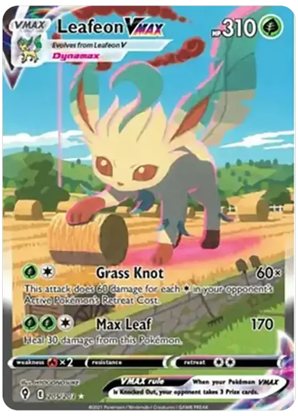 2021 Pokemon Sword & Shield Evolving Skies Full Art/Leafeon Vmax Secret 205/203