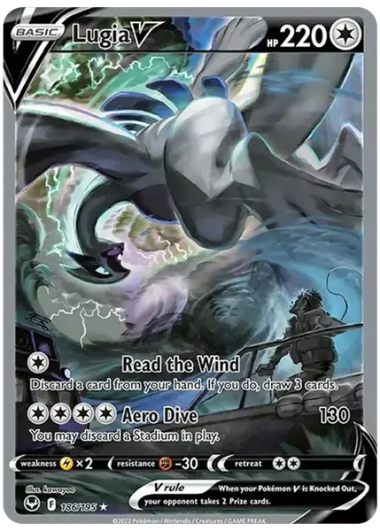 2022 Pokemon Sword & Shield Silver Tempest Full Art/Lugia V Base 186/195