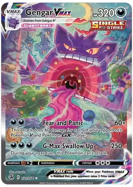 2021 Pokemon Sword & Shield Fusion Strike Full Art/Gengar Vmax Secret 271/264