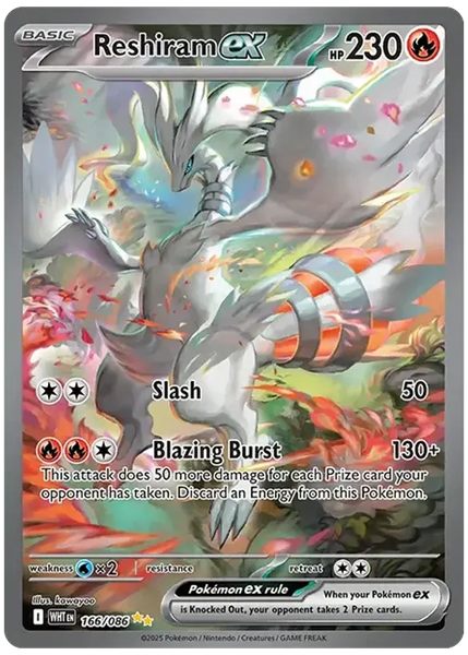 2025 Pokemon Wht EN-White Flare Reshiram EX Special Illustration Rare 166/086
