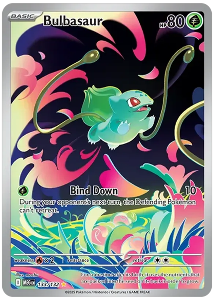 2025 Pokemon Meg EN-Mega Evolution Bulbasaur Illustration Rare 133/132