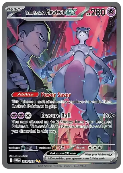 2025 Pokemon Dri EN-Destined Rivals Team Rocket's Mewtwo EX Special Illustration Rare 231/182
