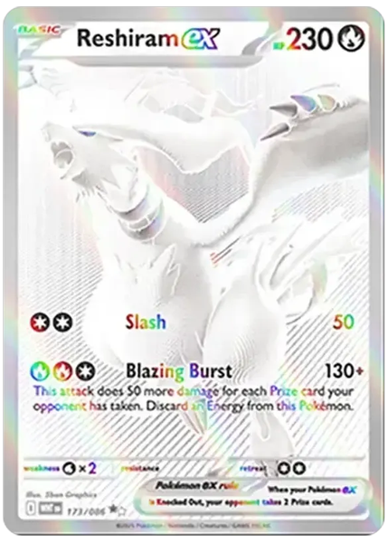 2025 Pokemon Wht EN-White Flare Reshiram EX Black White Rare 173/086